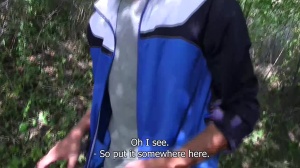 young sportsman shows his shlong in public place