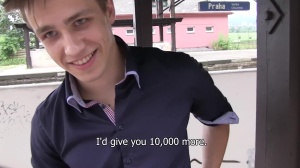 lusty teen from Prague sucks 10-Pounder at train station