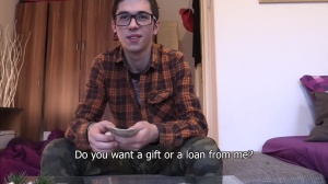 young college hipster student banged for cash