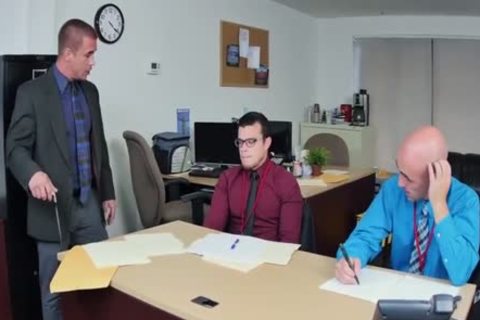 three-some With thick weenies In The Office