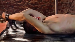 Hardcore sex beside muscle hunk
