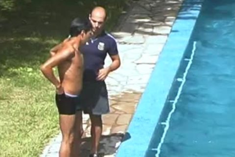 daddy invades Latino man's sleazy pooper
 by pool